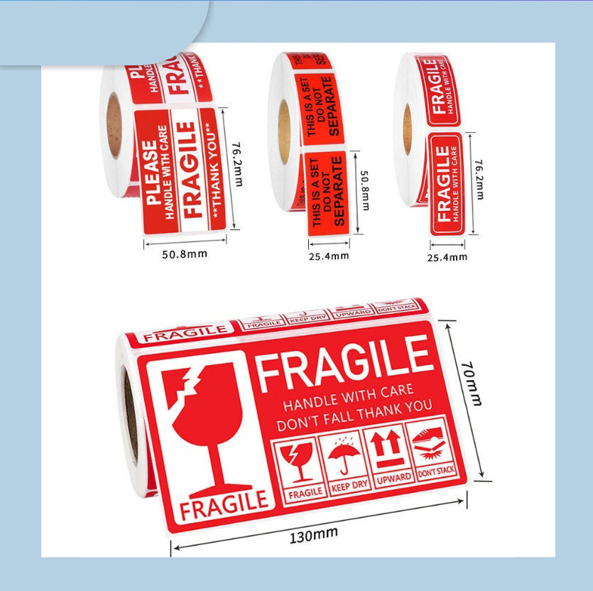 Custom Printing Self Adhesive Warning Sticker Shipping Labels Art Paper Label Roll