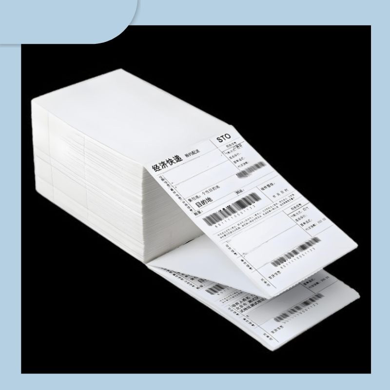 Custom Perforated Paper 4x6 Waterproof Shipping Labels Fanfold Adhesive Stickers for Direct Thermal Printer