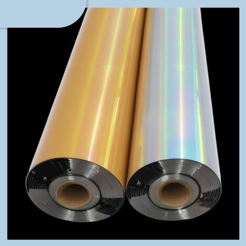Heat Transfer Vinyl 15mic Holographic Rainbow Laser Labels Hot Stamping Foil Reflective Film Materials