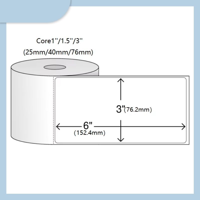Factory Price 3x6 Inch Three-Proof Zebar Thermal Self-Adhesive White Blank Label Rolls for Grocery Packaging