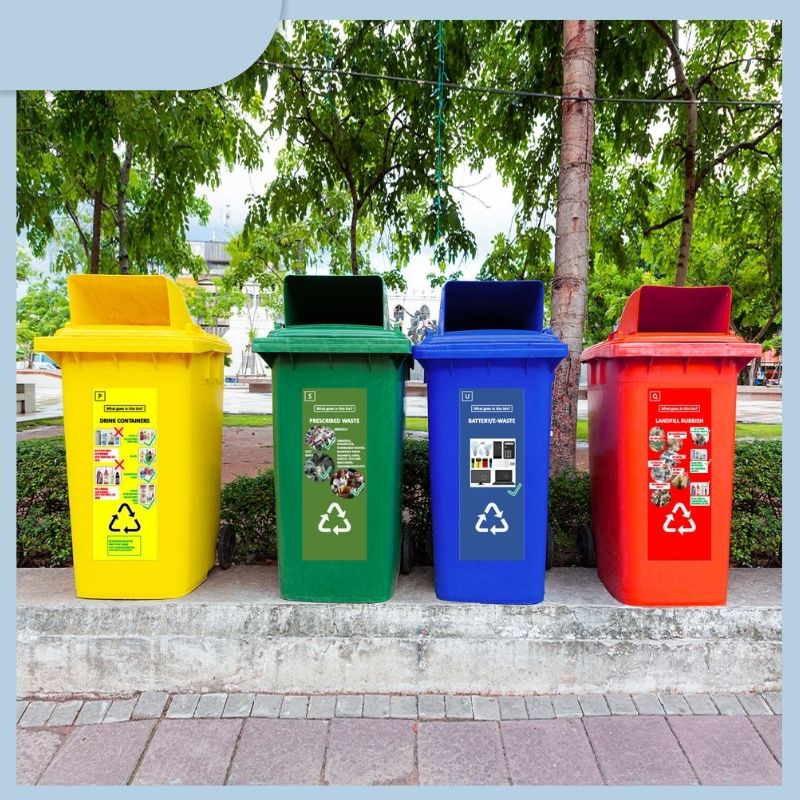 Custom Printing Fade Resistant Durable Outdoor UV Resist Recycling Adhesive Bin Vinyl Sticker Labels for Bins
